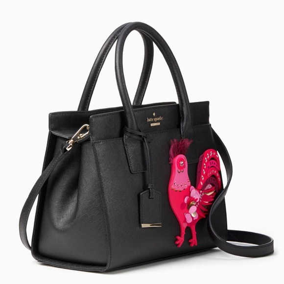 LIKE NEW KATE SPADE IMAGINATION ROOSTER SMALL CANDACE |BLACK SMOOTH CALF LEATHER - Picture 9 of 10